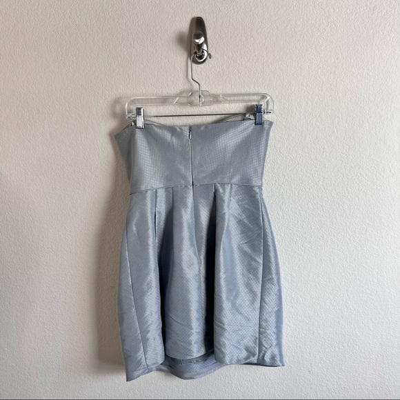 BCBG Max Azria Silver Woven Strapless Cocktail Mini Dress - Picture 7 of 12